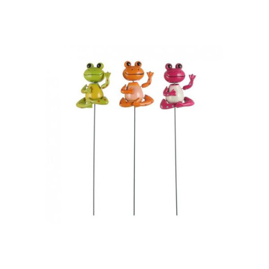 Pique jardin grenouille orange vert rose h69 de  dans Deco de jardin autre