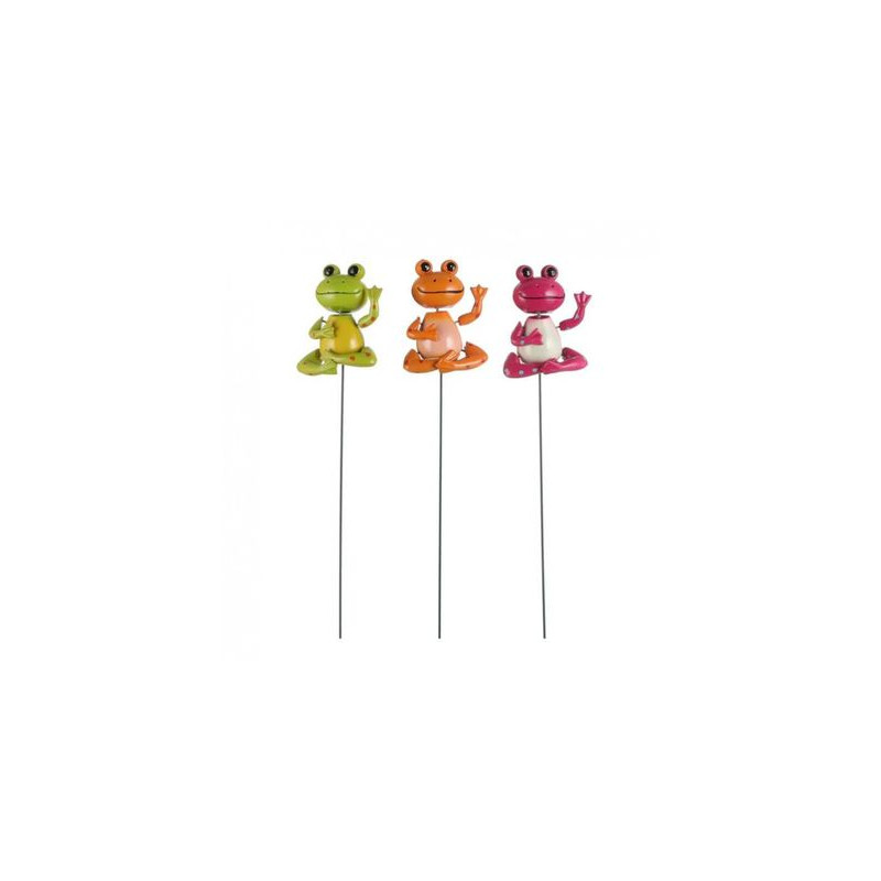 Pique jardin grenouille orange vert rose h69 de  dans Deco de jardin autre