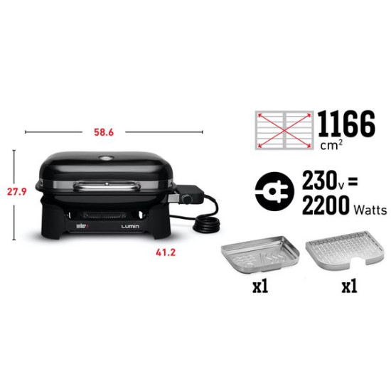 Lumin compact black weber de Weber- BBQ à charbon, à gaz et électriques dans Plancha pour de bonnes grillades