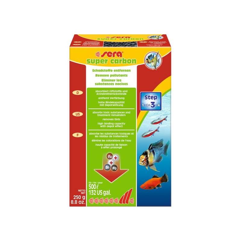 Sera super carbon 250 g de Sera - alimentation et produit pour aquarium dans Produits de filtration d'aquarium