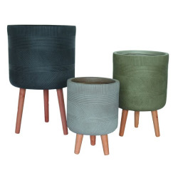 /Pot rond pieds bois massai noir fibre 37 de Jardinerie Bordeaux Libourne Gironde dans Pots et accessoires