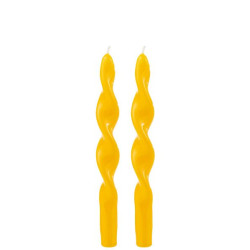 2 bougies torsade jaune 7.5x3x26cm de J-Line by Jolipa - Déco intérieur dans 🕯️ Bougies et encens