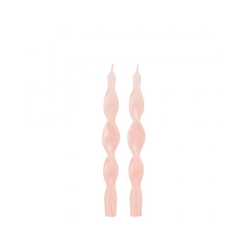 Bte 2 bougie torsade rose de J-Line by Jolipa - Déco intérieur dans 🕯️ Bougies et encens