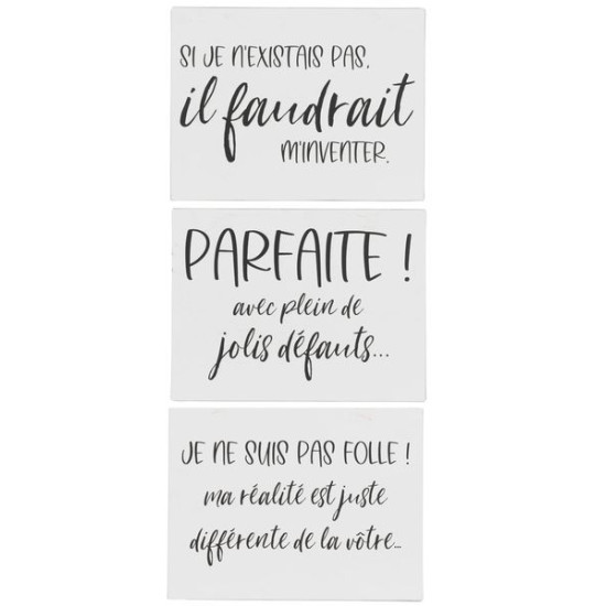 Pancarte mix blanc/noir de J-Line by Jolipa - Déco intérieur dans 🕰️ Autres accessoires de déco