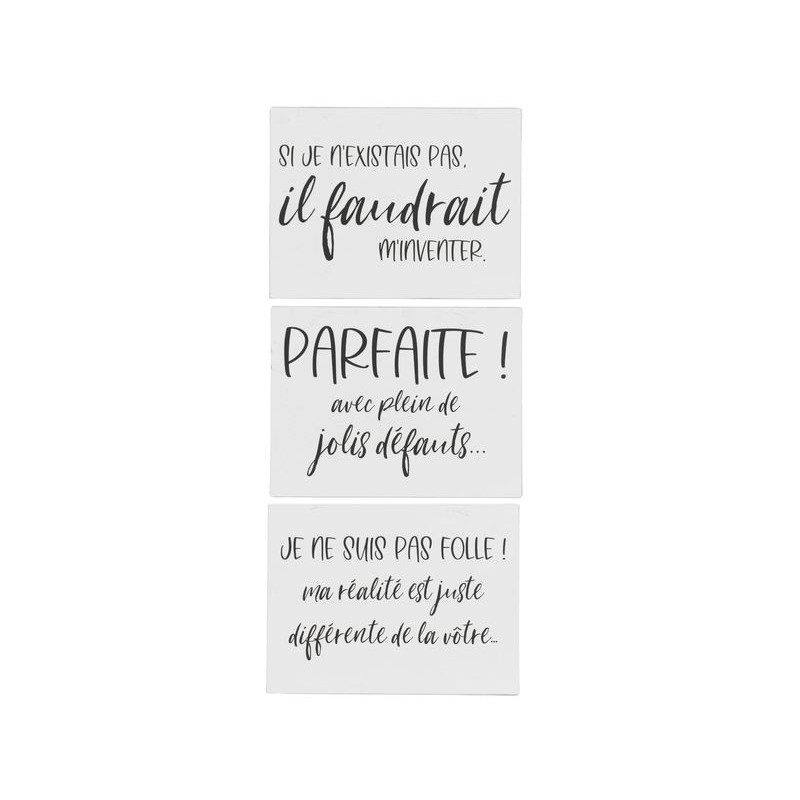 Pancarte mix blanc/noir de J-Line by Jolipa - Déco intérieur dans 🕰️ Autres accessoires de déco