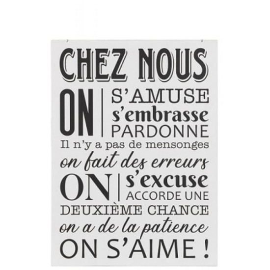 Pancarte chez nous blanc/noir de J-Line by Jolipa - Déco intérieur dans 🕰️ Autres accessoires de déco