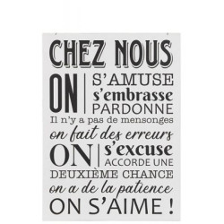 Pancarte chez nous blanc/noir de J-Line by Jolipa - Déco intérieur dans 🕰️ Autres accessoires de déco
