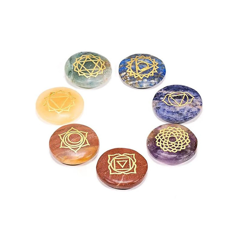 SET 7 Pierres dures symboles chakra 3cm de Phoenix import dans 💎 Bijoux et accessoires ésotériques