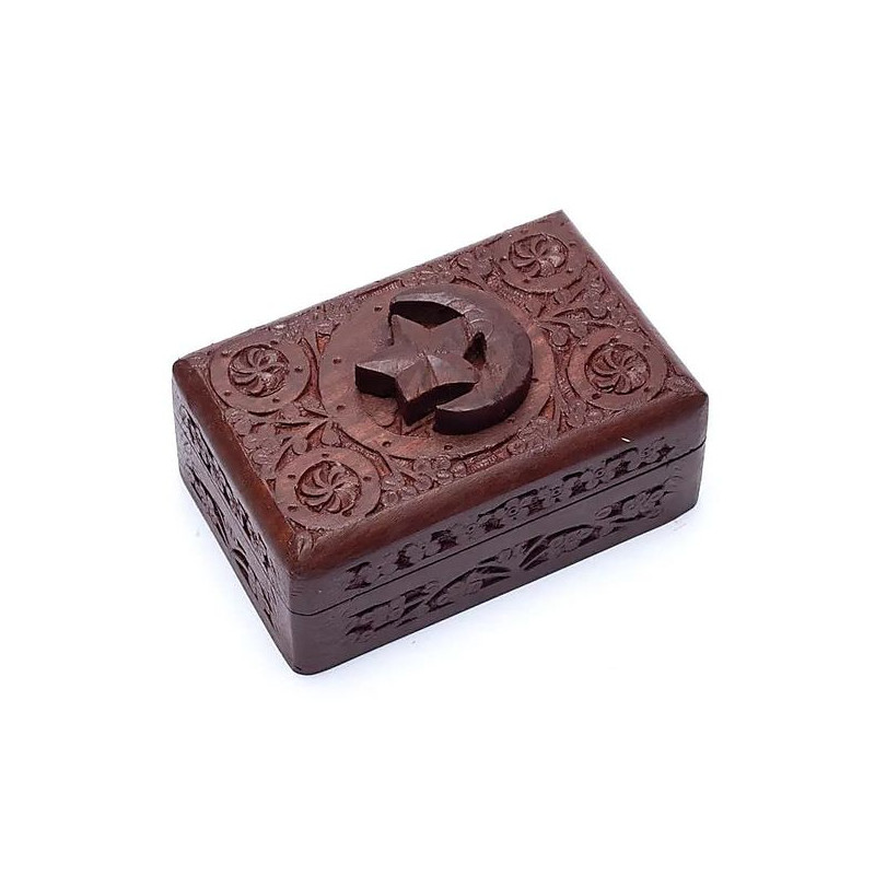 Boîte tarots étoile et lune bois 15x10cm de Phoenix import dans 💎 Bijoux et accessoires ésotériques