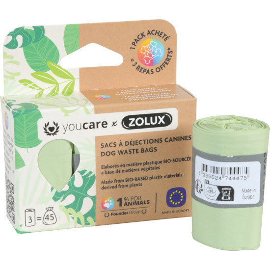 Sacs dejection 3x15 yc de Zolux - Produit pour animaux dans Soins et Hygiene pour chiens
