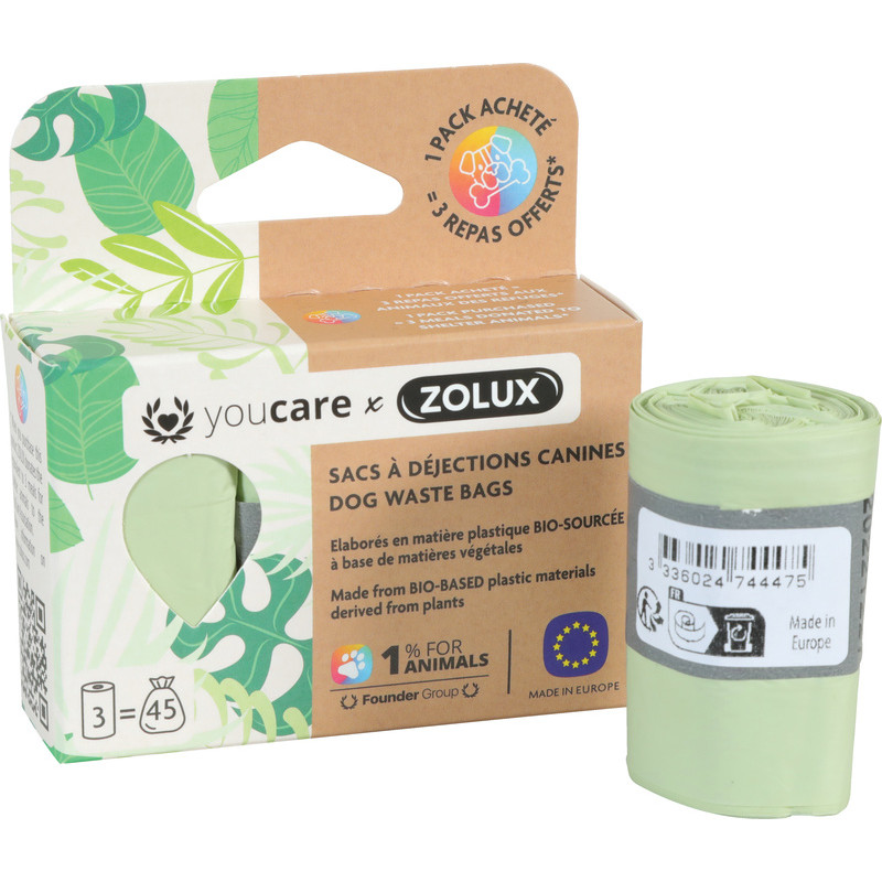 Sacs dejection 3x15 yc de Zolux - Produit pour animaux dans Soins et Hygiene pour chiens