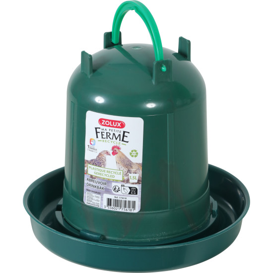 Abreuvoir 1.5l recycle pour poules et volailles de Zolux - Produit pour animaux dans Abreuvoirs pour poules