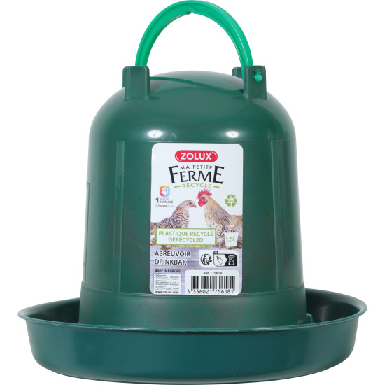 Abreuvoir 1.5l recycle pour poules et volailles de Zolux - Produit pour animaux dans Abreuvoirs pour poules