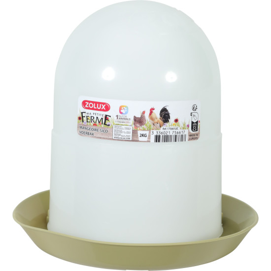 Mangeoire silo 2kg lichen pour poules/volailles de Zolux - Produit pour animaux dans Mangeoires pour poules