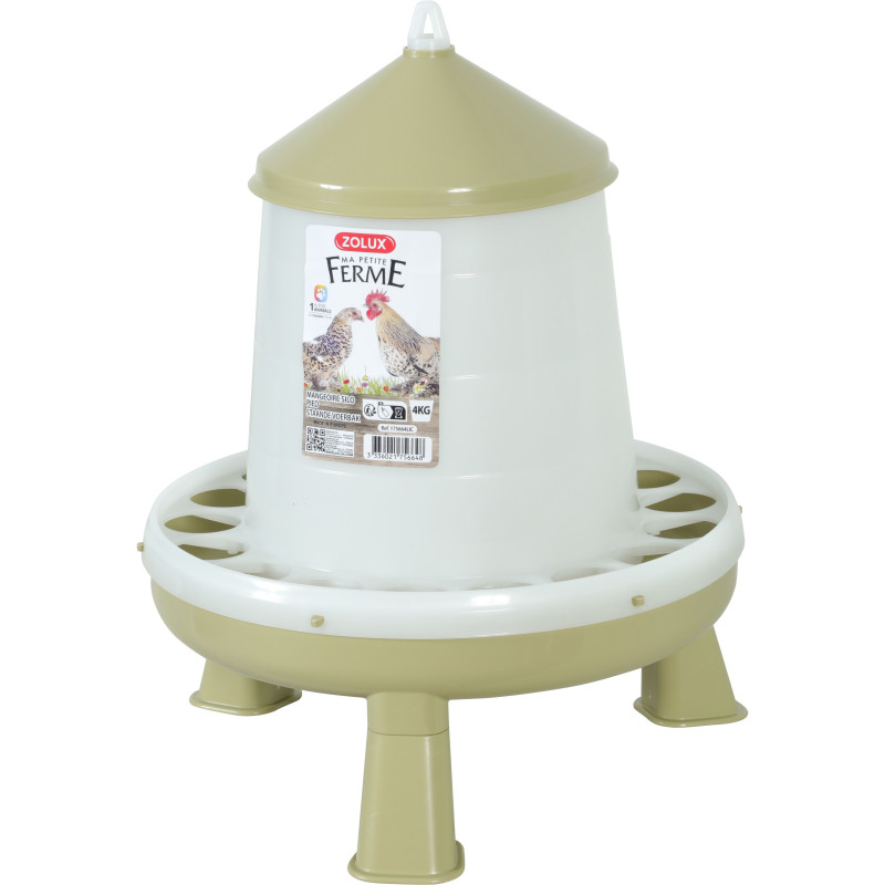 Mangeoire silo pied 4kg lichen pour poules de Zolux - Produit pour animaux dans Mangeoires pour poules