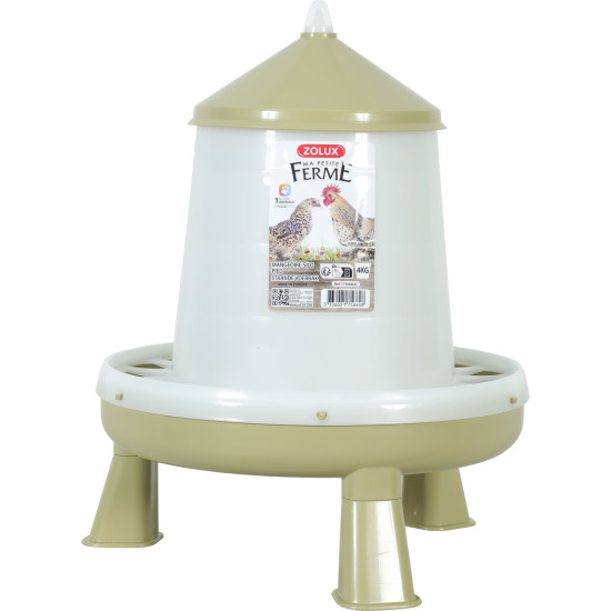 Mangeoire silo pied 4kg lichen pour poules de Zolux - Produit pour animaux dans Mangeoires pour poules
