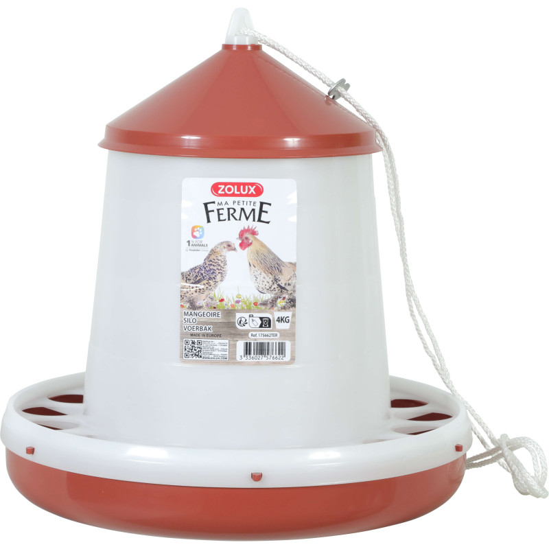 Mangeoire silo 4kg terra pour poules et volaille de Zolux - Produit pour animaux dans Mangeoires pour poules