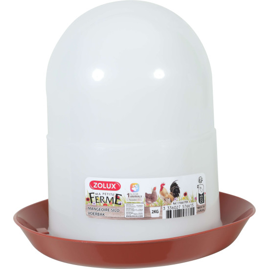 Mangeoire silo 2kg terra pour poules/volailles de Zolux - Produit pour animaux dans Mangeoires pour poules