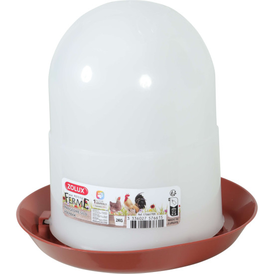 Mangeoire silo 2kg terra pour poules/volailles de Zolux - Produit pour animaux dans Mangeoires pour poules
