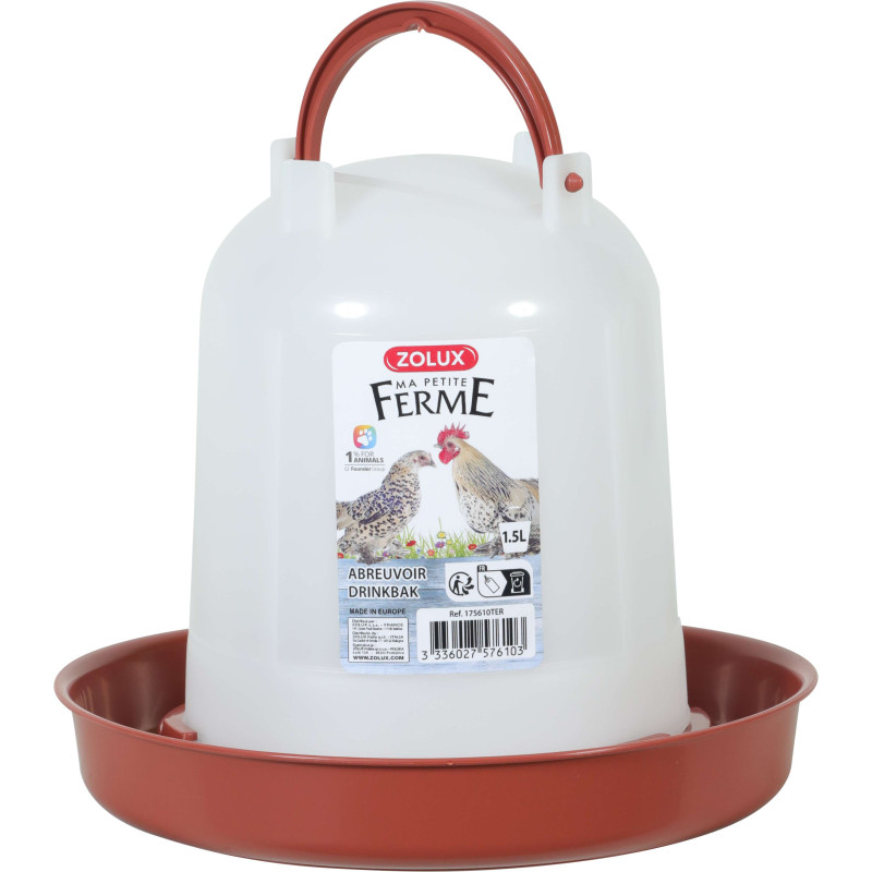 Abreuvoir 1.5l terra pour poules et volailles de Zolux - Produit pour animaux dans Abreuvoirs pour poules