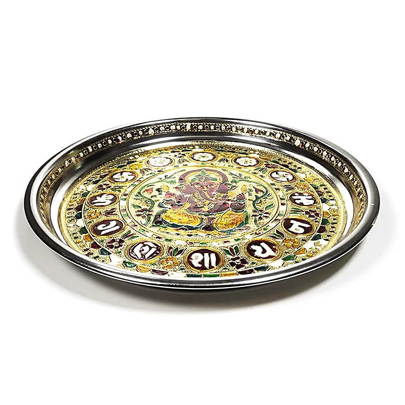 Plat d'offrande ganesha 300 g-28x2.5cm de Phoenix import dans 💎 Bijoux et accessoires ésotériques