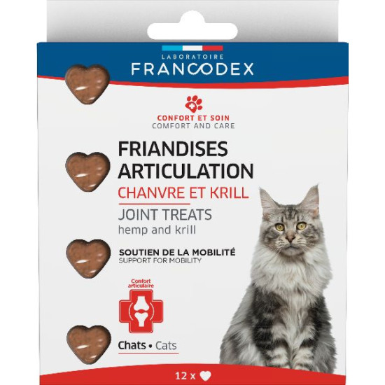 Friandises articulation x12 chanvre krill chat de Francodex - anti puce et soin pour chien et chat dans Friandises pour chats