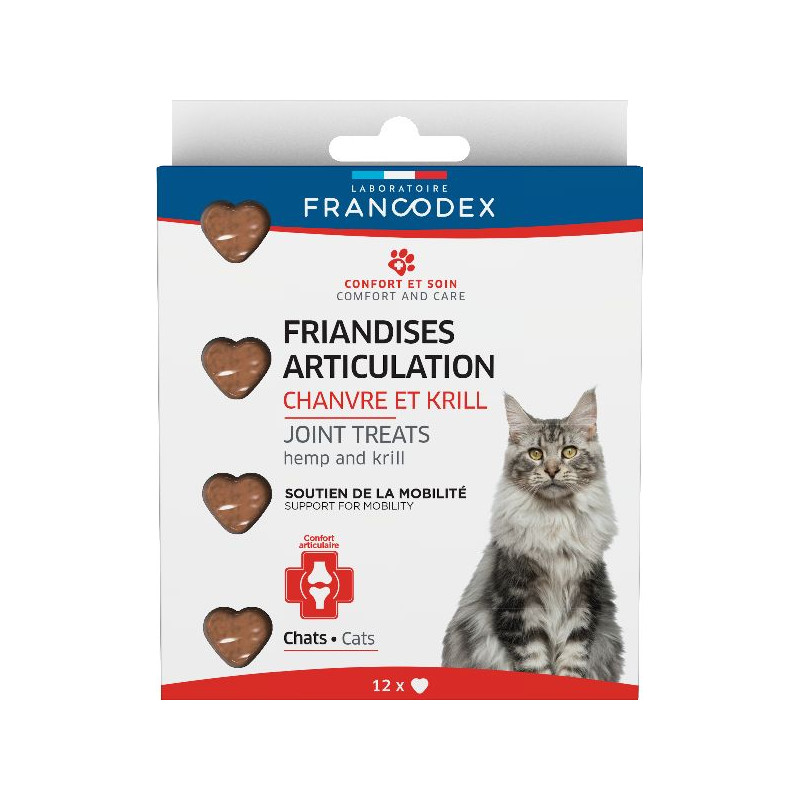 Friandises articulation x12 chanvre krill chat de Francodex - anti puce et soin pour chien et chat dans Friandises pour chats