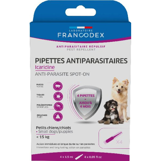 Pipette icaridine chiot pcn 1.5ml de Francodex - anti puce et soin pour chien et chat dans Puces et tiques pour chiens