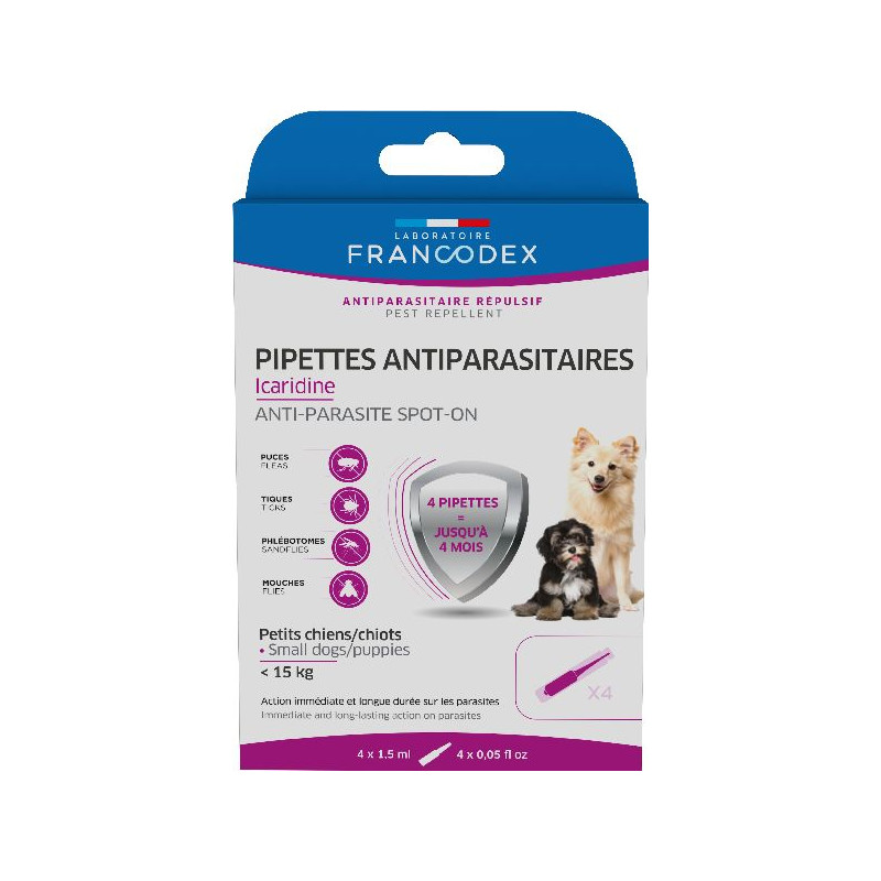 Pipette icaridine chiot pcn 1.5ml de Francodex - anti puce et soin pour chien et chat dans Puces et tiques pour chiens