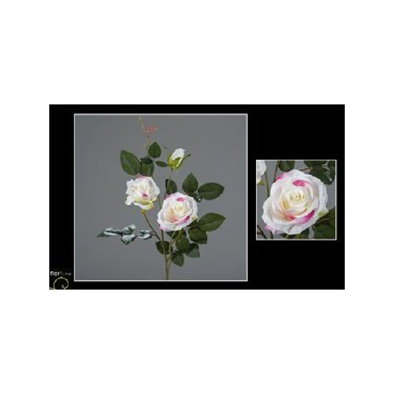 Tige rose 3 fleurs 76cm creme/rose de Jardinerie Bordeaux Libourne Gironde dans Plantes artificielles
