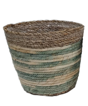Panier fibres naturelles + liner kaki 17 de Jardinerie Bordeaux Libourne Gironde dans Cache-pot et pot déco