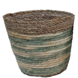 Panier fibres naturelles + liner kaki 17 de Jardinerie Bordeaux Libourne Gironde dans Cache-pot et pot déco