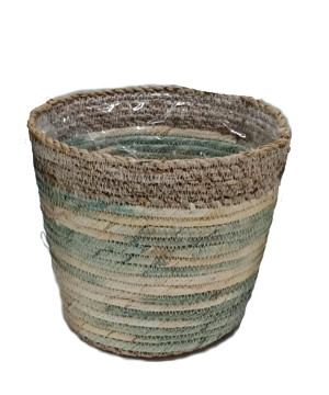 Panier fibres naturelles + liner kaki 14 de Jardinerie Bordeaux Libourne Gironde dans Cache-pot et pot déco