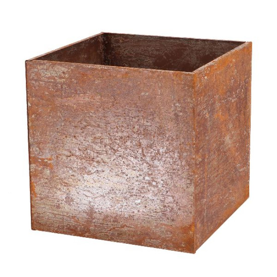 Pot de fleurs acier corten carré de Esschert design - deco maison et jardin dans Cache-pot et pot déco