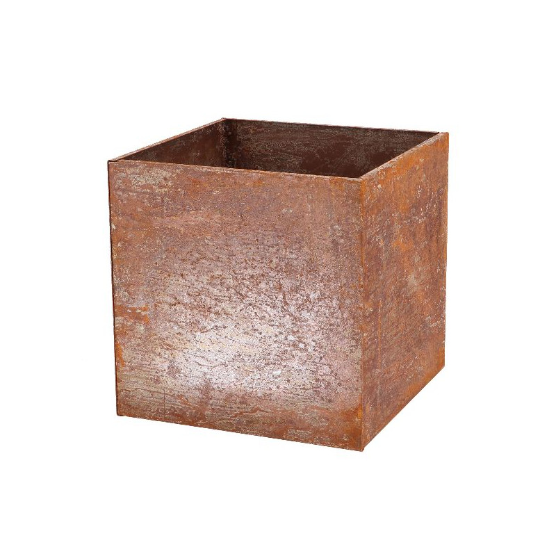 Pot de fleurs acier corten carré de Esschert design - deco maison et jardin dans Cache-pot et pot déco