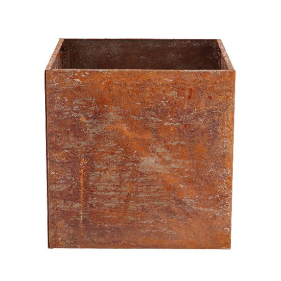 Pot de fleurs acier corten carré de Esschert design - deco maison et jardin dans Cache-pot et pot déco
