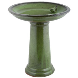 Bain oiseau céram. sur pied vert de Esschert design - deco maison et jardin dans Nichoirs, Mangeoires et accessoires