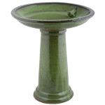 Bain oiseau céram. sur pied vert de Esschert design - deco maison et jardin dans Nichoirs, Mangeoires et accessoires