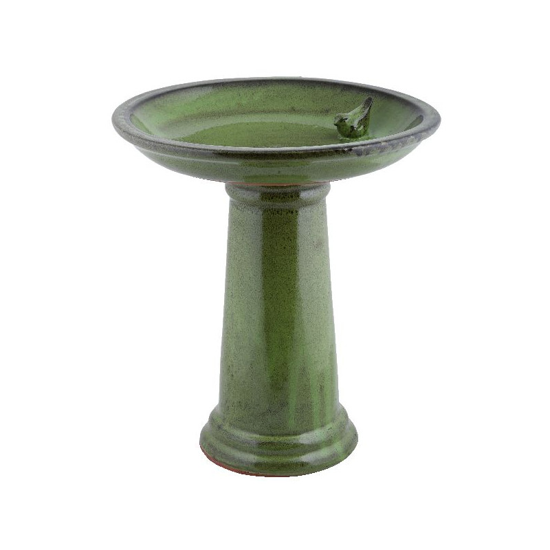 Bain oiseau céram. sur pied vert de Esschert design - deco maison et jardin dans Nichoirs, Mangeoires et accessoires