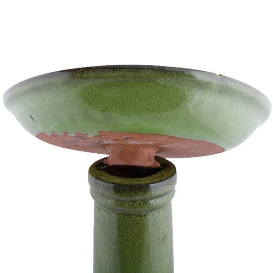 Bain oiseau céram. sur pied vert de Esschert design - deco maison et jardin dans Nichoirs, Mangeoires et accessoires