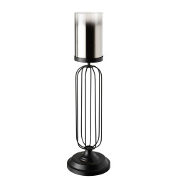Photophore Sur Pied Metal/Verre Noir 16X16X58Cm de J-Line by Jolipa - Déco intérieur dans Photophore