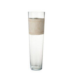 /Vase Delph Verre TransparentBeige 17X17X60Cm de J-Line by Jolipa - Déco intérieur dans Vase