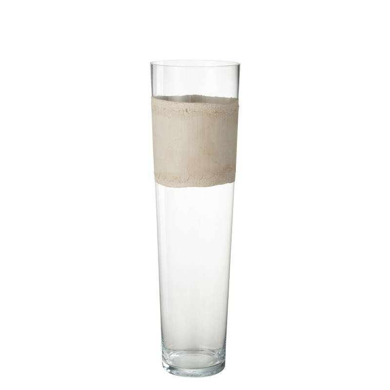 /Vase Delph Verre TransparentBeige 17X17X60Cm de J-Line by Jolipa - Déco intérieur dans Vase