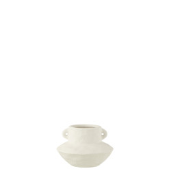 Vase Anse Argile Blanc 20.5X20.5X14.5Cm de J-Line by Jolipa - Déco intérieur dans Vase