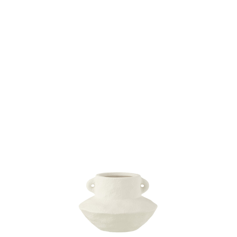 Vase Anse Argile Blanc 20.5X20.5X14.5Cm de J-Line by Jolipa - Déco intérieur dans Vase