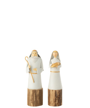 Marie Et Joseph Blanc/Or Au Choix 10X9X31Cm de J-Line by Jolipa - Déco intérieur dans 👼Crèche