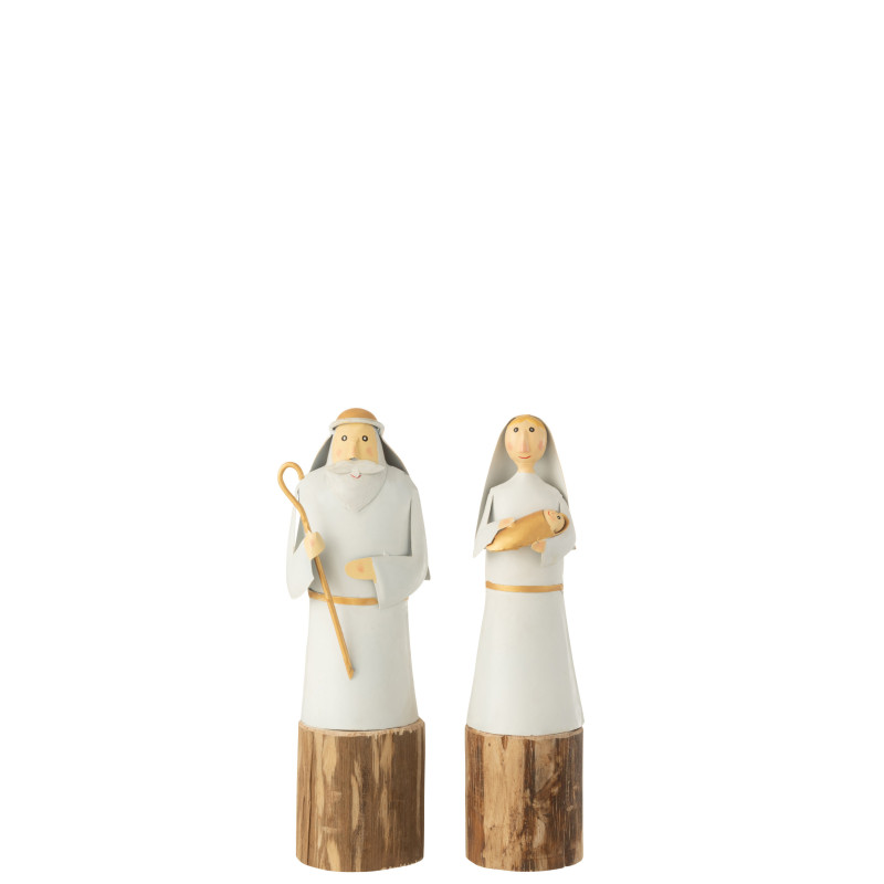 Marie Et Joseph Blanc/Or Au Choix 10X9X31Cm de J-Line by Jolipa - Déco intérieur dans 👼Crèche