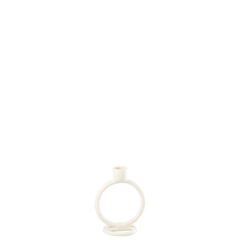 Bougeoir Anneau Alu Blanc S 11X7X14.5Cm de J-Line by Jolipa - Déco intérieur dans Bougeoirs et lanterne pour bougies