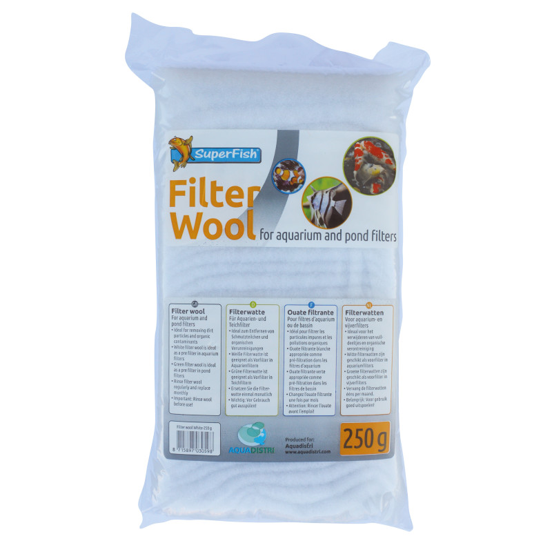 Ouate blanc 250 grammes de Superfish - Aquadistri - accessoires pour aquarium et bassin dans Produits de filtration d'aquarium