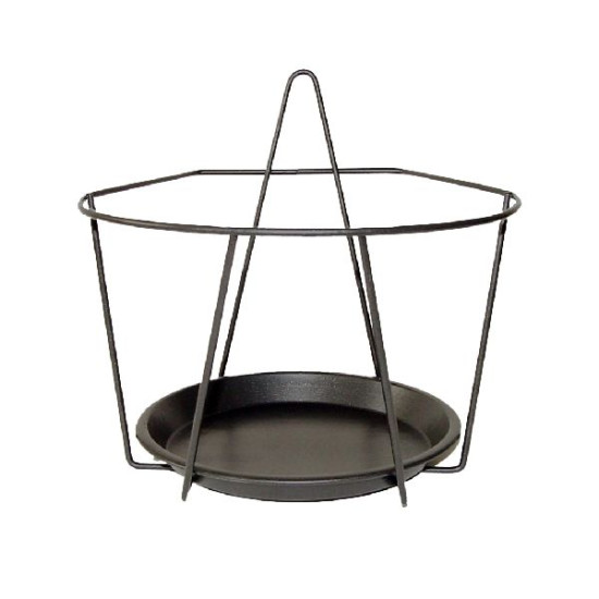 Support pot mural gris l de Esschert design - deco maison et jardin dans selette - porte-plantes - roule pot
